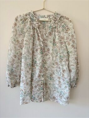 Alessia Zamattio Made in Italy Floral Paisley Ruffle Blouse L